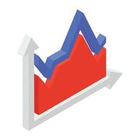 A mountain chart isometric icon vector