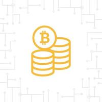 Bitcoin coin flat icon. Bitcoin coin in line flat style. Digital money. Vector illustration