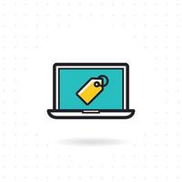 Online shopping with laptop vector icon