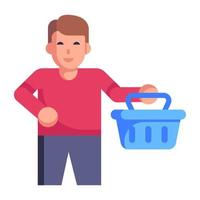 A person with shopping bucket vector