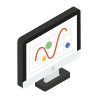 Milestones in a line graph symbolizing control chart isometric icon vector