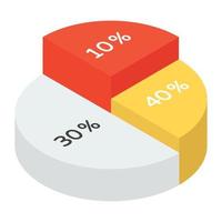 A pie information denoting data graph in isometric icon vector