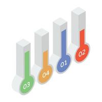 Icon of temperature chart in isometric design vector