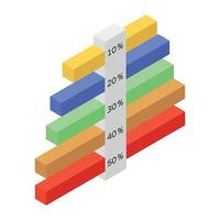 Modern isometric icon of population pyramid chart vector