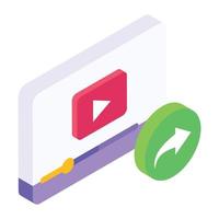 Website video icon in modern isometric style vector