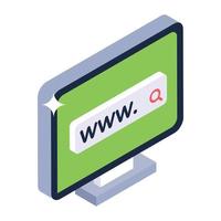 url, sitio web con barra de búsqueda en estilo isométrico moderno vector