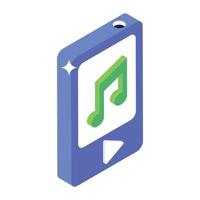 Mobile music, music note inside smartphone vector