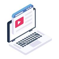 icono de video del sitio web en estilo isométrico moderno vector