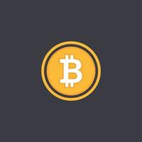 Bitcoin symbol in flat design vector. Bitcoin coin on black background. Cryptocurrency vector illustration
