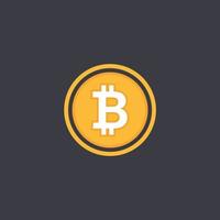 Bitcoin symbol in flat design vector. Bitcoin coin on black background. Cryptocurrency vector illustration