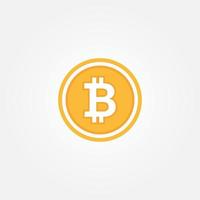 Bitcoin symbol in flat design vector. Bitcoin coin on black background. Cryptocurrency vector illustration