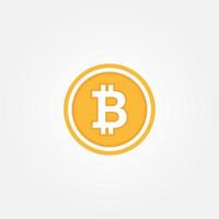 Bitcoin symbol in flat design vector. Bitcoin coin on black background. Cryptocurrency vector illustration