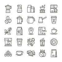 conjunto simple de iconos de línea de vector relacionados con el café