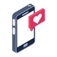 Isometric icon of romantic message vector