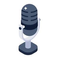 Voice recording microphone in isometric icon vector