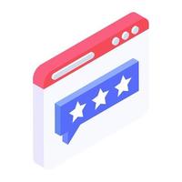 An isometric icon of web ratings vector