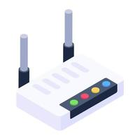 Internet service with modem, isometric icon for apps and websites vector