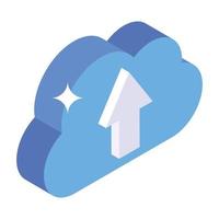 Upward arrow with cloud, editable isometric vector of cloud upload