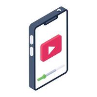 Mobile video vector in isometric style