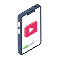 vector de video móvil en estilo isométrico