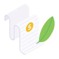 Business contract having dollar with quill, editable isometric vector