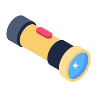 A portable torch icon in isometric design vector