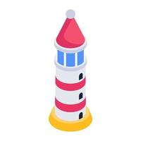 Isometric vector of lighthouse, tower house