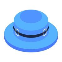 A beautiful beach hat perfect for summers, editable isometric vector