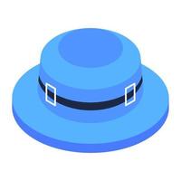 A beautiful beach hat perfect for summers, editable isometric vector