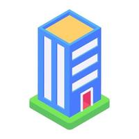 A luxury building denoting hotel in isometric icon vector