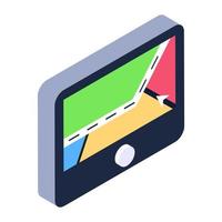 An icon of gps, editable isometric vector