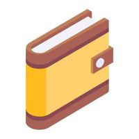 Wallet icon in isometric style, billfold wallet vector