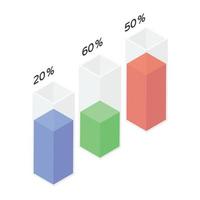 Trendy isometric icon of bar graph vector