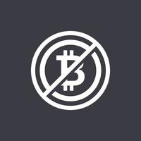 Flat design negative space sign No bitcoin. Sign no bitcoin on black background. Not allowed sign for bitcoin. Cryptocurrency vector illustration