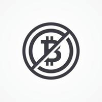 Sign no bitcoin in flat design vector. Vector sign no bitcoin on white background. Not allowed sign for bitcoin. Cryptocurrency vector illustration