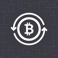 White bitcoin symbol with circle arrows. bitcoin icon for cryptocurrency. Digital currency vector illustration