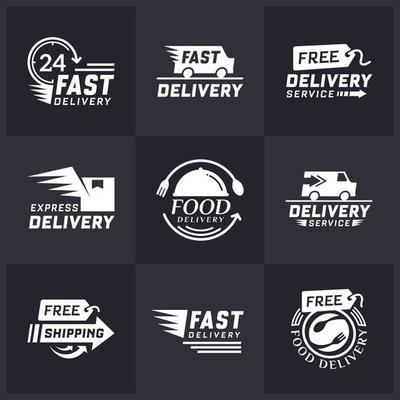 Set of delivery labels for online shopping. Worldwide shipping