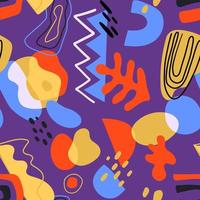 Seamless modern pattern with abstract various shapes and doodle objects. Trendy contemporary design vector