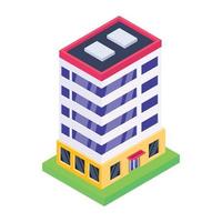 icono de edificio de oficinas en diseño isométrico vector