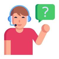 A trendy flat icon of person with chat bubble vector