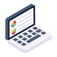 A notebook computer, online business in isometric style vector