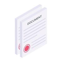 Vector design of documents in modern isometric style, paper sheets