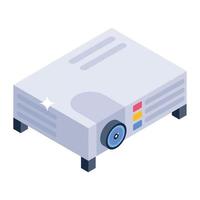 An icon design of projector, isometric vector of electronic device for presentation purpose