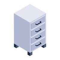 A chest of drawers, isometric icon of cabinets vector