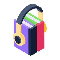 diseño de icono isométrico de libros de audio vector