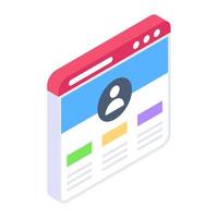 Isometric design vector of web profile icon