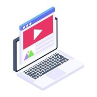 Online video icon in isometric design, video website concept vector