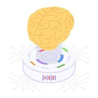 icono de inteligencia artificial en diseño isométrico vector