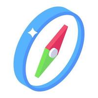 A graphic directional tool icon, trendy design of compass icon vector