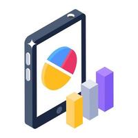 Data inside smartphone, concept of mobile analytics icon vector